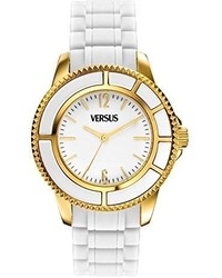 Versus By Versace Al13sbq701a001 Tokyo Gold Ip White Dial White Rubber Watch