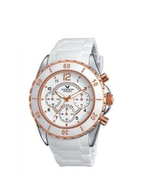 Viceroy 47562 95 White Ceramic Rose Gold Rubber Watch