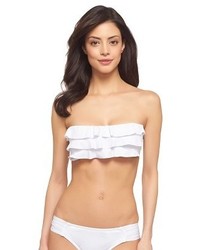 Mossimo White Fineline Ruffle Bandeau Bikini Top