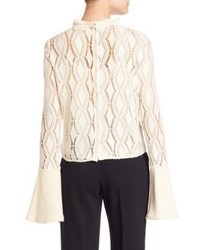See by Chloe Laser Cut Cotton Blend Bell Top
