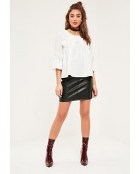 Missguided White Ruffle Frill Trim Blouse