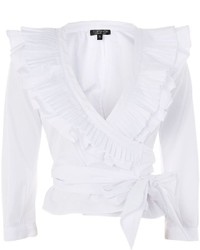 Topshop Pleated Ruffle Wrap Top