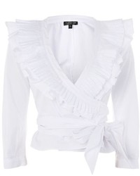 Topshop Pleated Ruffle Wrap Top