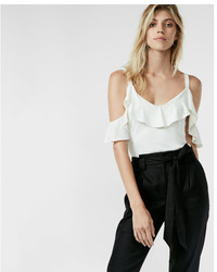 Express Ruffle Overlay Cold Shoulder Blouse