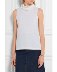 See by Chloe See By Chlo Ruffled Cotton Jersey Top White