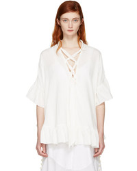 See by Chloe See By Chlo White Cotton Ruffle Blouse