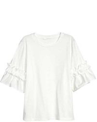 H&M Top With Ruffled Sleeves