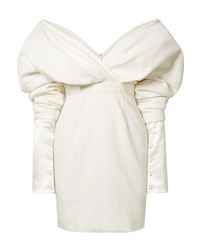 Danielle Frankel Off The Shoulder Silk And Wool Blend Mini Dress