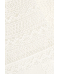 Giambattista Valli Ruffled Guipure Lace Trimmed Silk Chiffon And Organza Blouse White