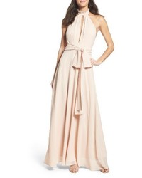 White Ruffle Chiffon Evening Dress