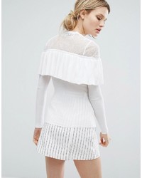 Lost Ink Sweater With Lace And Frill
