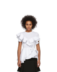 Alexander McQueen White Ruffle T Shirt