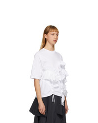 Enfold White Soft Decorative Pleated T Shirt
