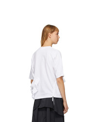 Enfold White Soft Decorative Pleated T Shirt