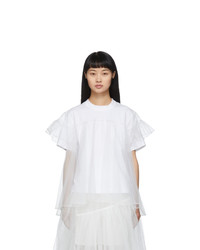 Shushu/Tong White Tulle Overlay T Shirt