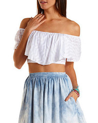 White Ruffle Cropped Top
