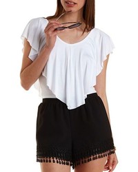 Charlotte Russe Cropped Jersey Knit Flutter Top