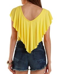 Charlotte Russe Cropped Jersey Knit Flutter Top