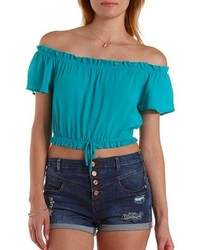 Charlotte Russe Ruffle Off The Shoulder Crop Top