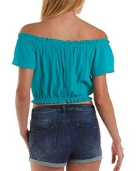 Charlotte Russe Ruffle Off The Shoulder Crop Top