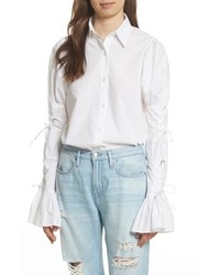 Frame Lace Up Sleeve Cotton Shirt