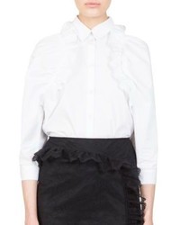 Simone Rocha Ruffle Trim Cotton Button Front Shirt