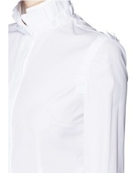 Alexander McQueen Ruffle Trim High Collar Poplin Shirt