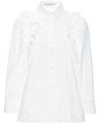 Simone Rocha White Cotton Ruffle Trim Shirt