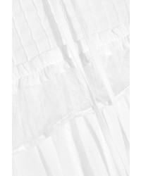 MCQ Alexander Ueen Ruffled Point Desprit Paneled Cotton Mini Dress White