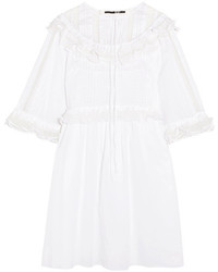 MCQ Alexander Ueen Ruffled Point Desprit Paneled Cotton Mini Dress White