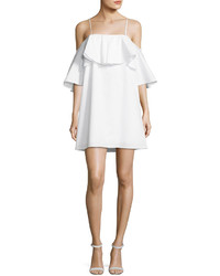 Amanda Uprichard Marise Cold Shoulder Ruffle Dress White