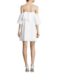 Amanda Uprichard Marise Cold Shoulder Ruffle Dress White