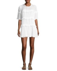 Etoile Isabel Marant Yin Tiered Ruffled Mini Dress White
