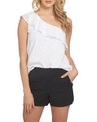 1 STATE 1state Eyelet Ruffle One Shoulder Blouse