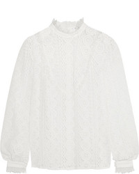 Vilshenko Anna Ruffled Cotton Blend Lace Blouse White