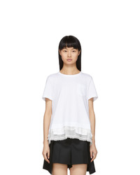 White Ruffle Lace Crew-neck T-shirt