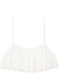White Ruffle Lace Cropped Top