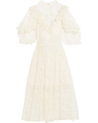 Chloé Ruffled Embroidered Lace Gown Ivory