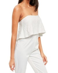 Missguided Lace Ruffle Strapless Jumpsuit