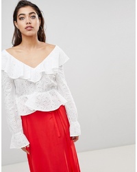 Ivyrevel Blouse In Anglais Lace With Deep V Back And Frills