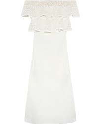 White Ruffle Lace Off Shoulder Dress