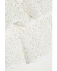 Rebecca Vallance Farina Ruffled Embroidered Lace And Stretch Crepe Dress White