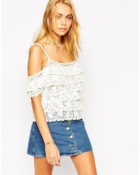 Asos Collection Hand Crochet Top With Off Shoulder Ruffles