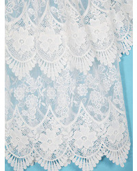 Embroidery Sheer Lace Layered Off The Shoulder Top