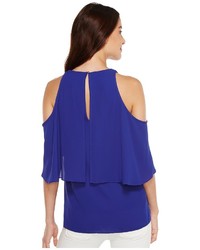 Vince Camuto Cross Over Ruffled Cold Shoulder Blouse Blouse