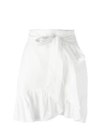 White Ruffle Linen Mini Skirt