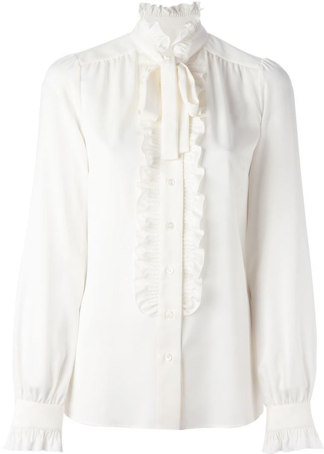 Dolce & Gabbana Pussy Bow Ruffle Blouse, $1,875 | farfetch.com 