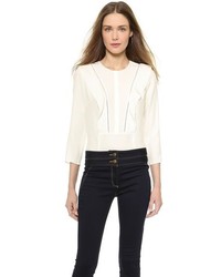 Veronica Beard Flutter Blouse With 34 Sleeves