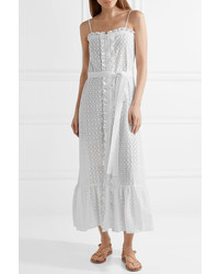 Lisa Marie Fernandez Ruffled Broderie Anglaise Cotton Maxi Dress White