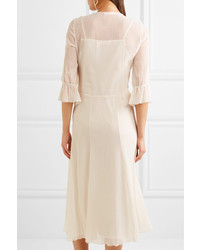 See by Chloe See By Chlo Ruffled Cotton And Silk Blend Gauze Midi Dress Off White